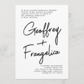 Stilvolle Individuelle Namen Schwarz-weiß Wedding Einladung (Vorderseite)