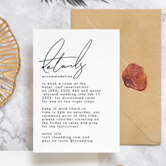 Stilvolle Individuelle Namen White Black Wedding Begleitkarte