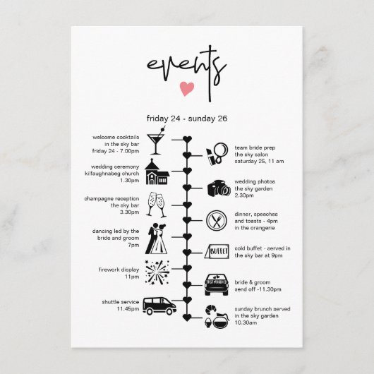 Stilvolle Informationen zur Hochzeitzeit Hinweiskarte (Vorderseite)