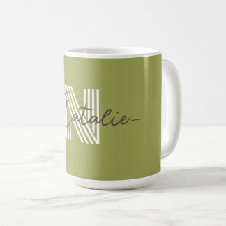 Stilvolle Initial- und Skriptname Olive green nied Kaffeetasse