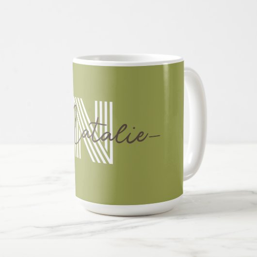 Stilvolle Initial- und Skriptname Olive green nied Kaffeetasse (VorderseiteRechts)