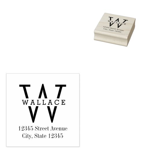 Stilvolle Initial Wood Briefmarke Gummistempel (Stempel)