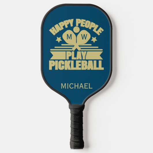 Stilvolle Initialen Aquamariner Personalisierter N Pickleball Schläger (Vorderseite)
