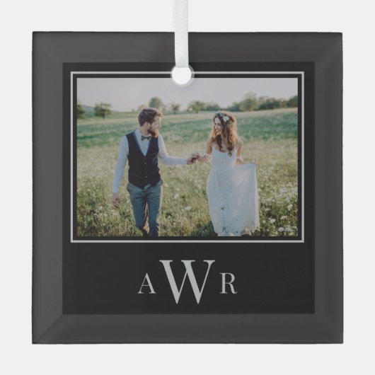 Stilvolle Initials bearbeitbares Foto Ornament (Vorderseite)