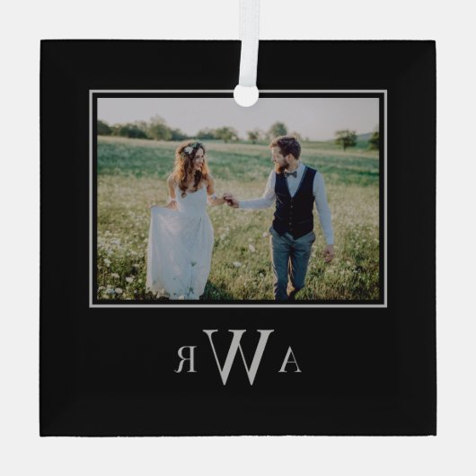 Stilvolle Initials bearbeitbares Foto Ornament (Rückseite)