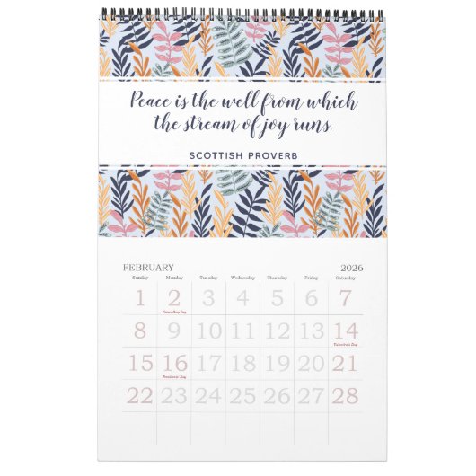 Stilvolle Inspiration Zitat botanische Flora 2022 Kalender (Feb 2026)