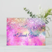 Stilvolle irisierende Imitate Glitzer Dankeskarte (Stehend Vorderseite)