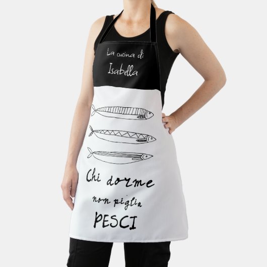 Stilvolle italienische Kochsardinen zeichnend schw Schürze (InSitu)
