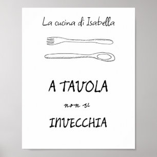 Stilvolle italienische Küche Kunstlöffel Gabel zit Poster