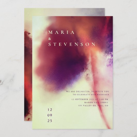 Stilvolle Ivory Brown Watercolor Dandelion Wedding Einladung (Vorne/Hinten)