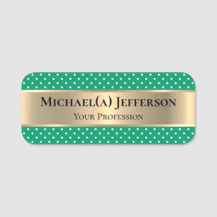 Stilvolle Jade Green and Polka Dot: Chic Luxury Go Namensschild