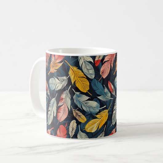 Stilvolle Jugendstil-Federn Kaffeetasse (Vorderseite Links)