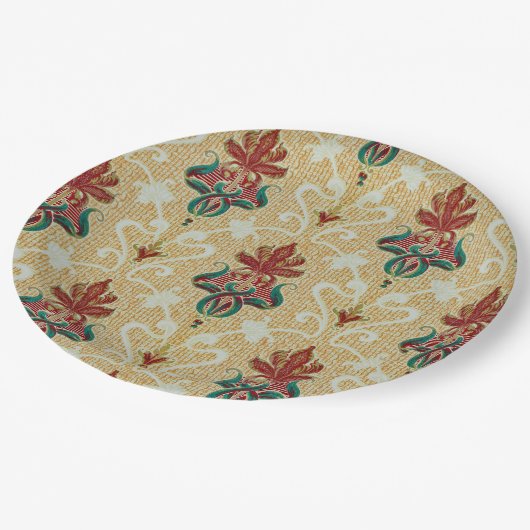 Stilvolle Jugendstil Tulip Foliage GRILLEN Garden Pappteller (Schrägansicht)