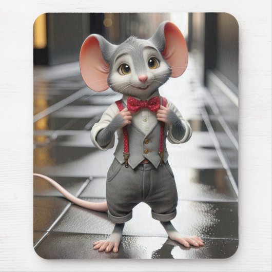 Stilvolle junge Maus mit Hängern Mousepad (Vorne)