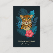 Stilvolle Jungle Leopard Hibiskus Blume | Blau Visitenkarte (Vorderseite)