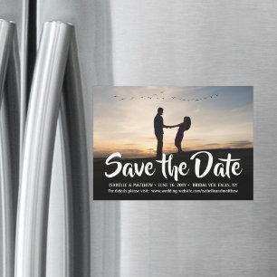 Stilvolle Kalligrafie 1 Foto Hochzeit Save the Dat Magneteinladung