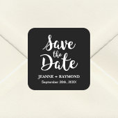 Stilvolle Kalligrafie Black Wedding Save the Date Quadratischer Aufkleber