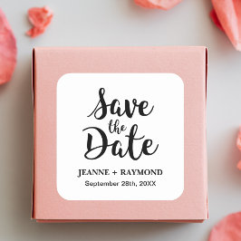 Stilvolle Kalligrafie Custom Wedding Save the Date Quadratischer Aufkleber