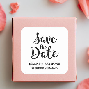Stilvolle Kalligrafie Custom Wedding Save the Date Quadratischer Aufkleber
