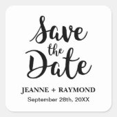 Stilvolle Kalligrafie Custom Wedding Save the Date Quadratischer Aufkleber (Vorderseite)