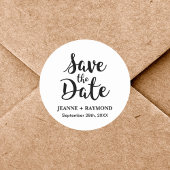 Stilvolle Kalligrafie Custom Wedding Save the Date Runder Aufkleber