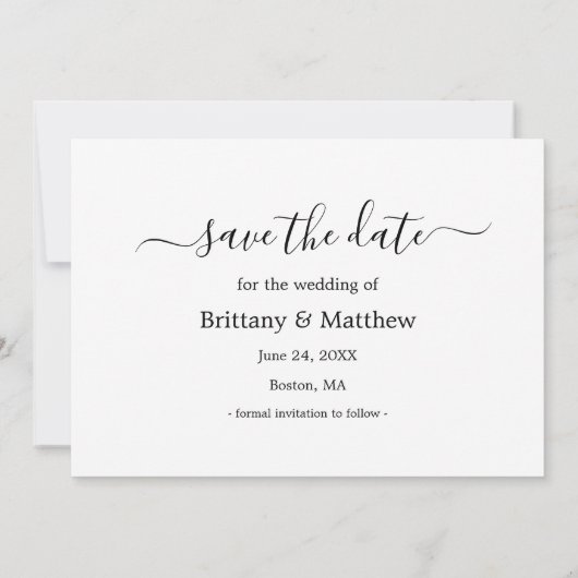 Stilvolle Kalligrafie Erlangung des Fotos Save The Date (Rückseite)