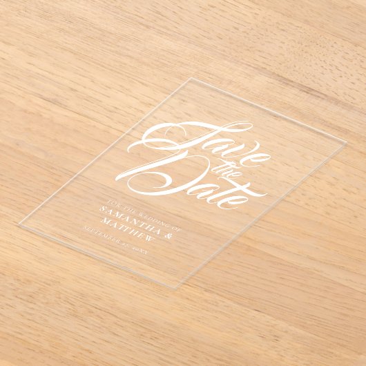 Stilvolle Kalligrafie-Hochzeit rettet das Datum Acryleinladungen (Ablage )