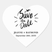 Stilvolle Kalligrafie-Hochzeit Sichern Sie das Dat Herz-Aufkleber (Vorderseite)