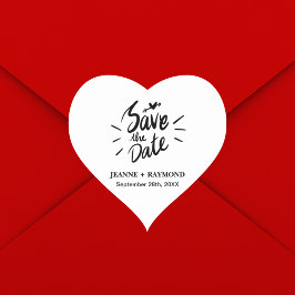 Stilvolle Kalligrafie-Hochzeit Sichern Sie das Dat Herz-Aufkleber