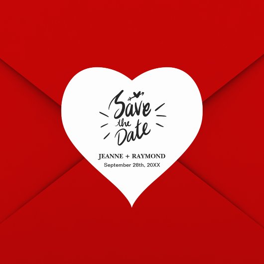 Stilvolle Kalligrafie-Hochzeit Sichern Sie das Dat Herz-Aufkleber