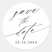 Stilvolle Kalligrafie-Hochzeit Sichern Sie das Dat Runder Aufkleber (Vorderseite)