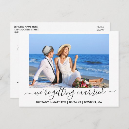 Stilvolle Kalligrafie Save the Date heiraten Postkarte (Vorne/Hinten)