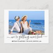 Stilvolle Kalligrafie Save the Date heiraten Postkarte (Vorderseite)