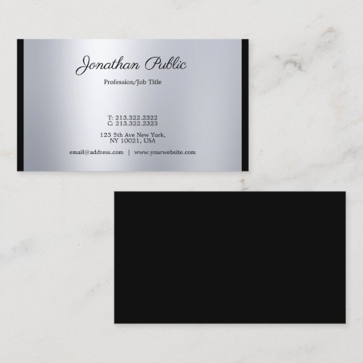 Stilvolle Kalligrafie Script Moderne Silver Trendy Visitenkarte (Vorne/Hinten)