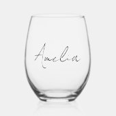 Stilvolle Kalligrafie-Script-Monogramm Weinglas Ohne Stiel (Vorderseite)