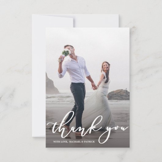 Stilvolle Kalligrafie Script Wedding Danke Foto (Vorderseite)