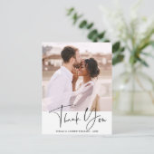 Stilvolle Kalligrafie Wedding Danke Foto Postkarte (Stehend Vorderseite)