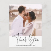 Stilvolle Kalligrafie Wedding Danke Foto Postkarte (Vorderseite)