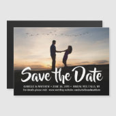 Stilvolle Kalligraphie 1 Foto Hochzeit Save the Da Magneteinladung (Vorne/Hinten)