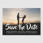 Stilvolle Kalligraphie 1 Foto Hochzeit Save the Da Magneteinladung (Vorderseite)