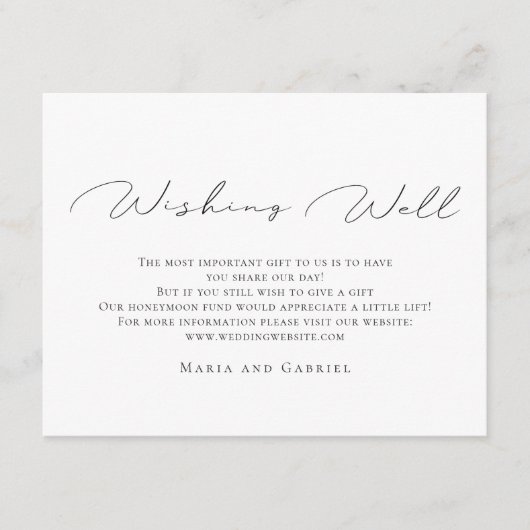 Stilvolle Kalligraphie Elegant Wedding Wishing Wel Begleitkarte (Vorderseite)