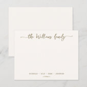 Stilvolle Kalligraphie Familienname Gold-Script Mitteilungskarte (Vorne/Hinten)
