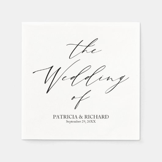 Stilvolle Kalligraphie-Hochzeit Serviette (Vorderseite)