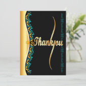 Stilvolle Kalligraphie in Gold und Schwarz Danke (Stehend Vorderseite)
