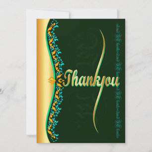 Stilvolle Kalligraphie in Grün und Gold Vielen Dan Dankeskarte