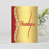 Stilvolle Kalligraphie in Rot und Gold Vielen Dank Dankeskarte (Stehend Vorderseite)