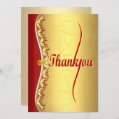 Stilvolle Kalligraphie in Rot und Gold Vielen Dank Dankeskarte (Vorne/Hinten)
