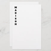 Stilvolle Kalligraphie Name Schwarz & Weiß Briefpapier (Vorne/Hinten)