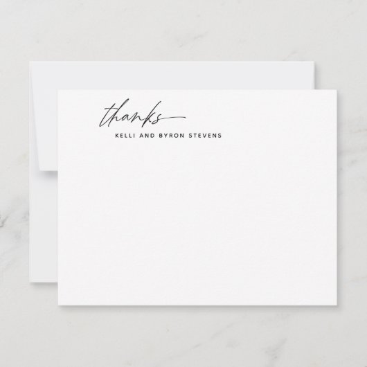 Stilvolle Kalligraphie Script Schwarz-weiß Danke Mitteilungskarte (Vorderseite)