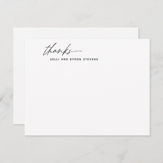 Stilvolle Kalligraphie Script Schwarz-weiß Danke Mitteilungskarte (Vorne/Hinten)